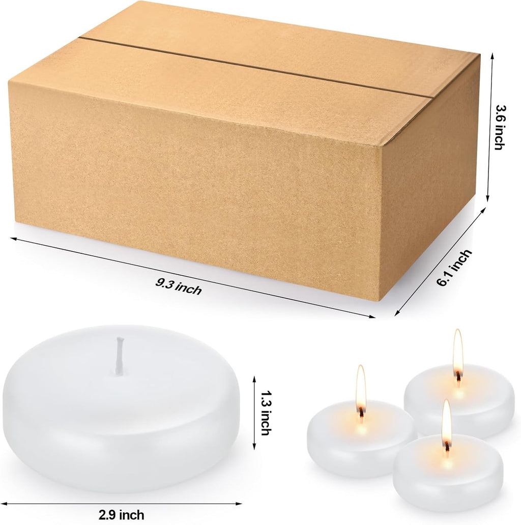3 inch Floating Candles, 36PACK White/Gold/Red Floating Candle, Long Burning and Smokeless Candle for Wedding, Birthday, Pool, Holiday & Home Decoration Unscented (White)