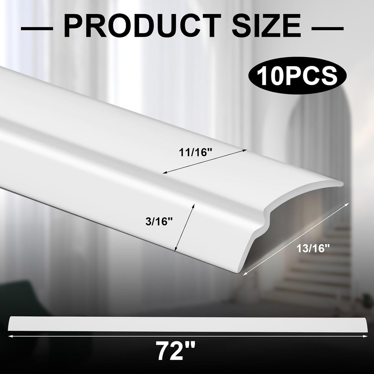 10 Pack Vinyl Snap in Window Glazing Bead, White