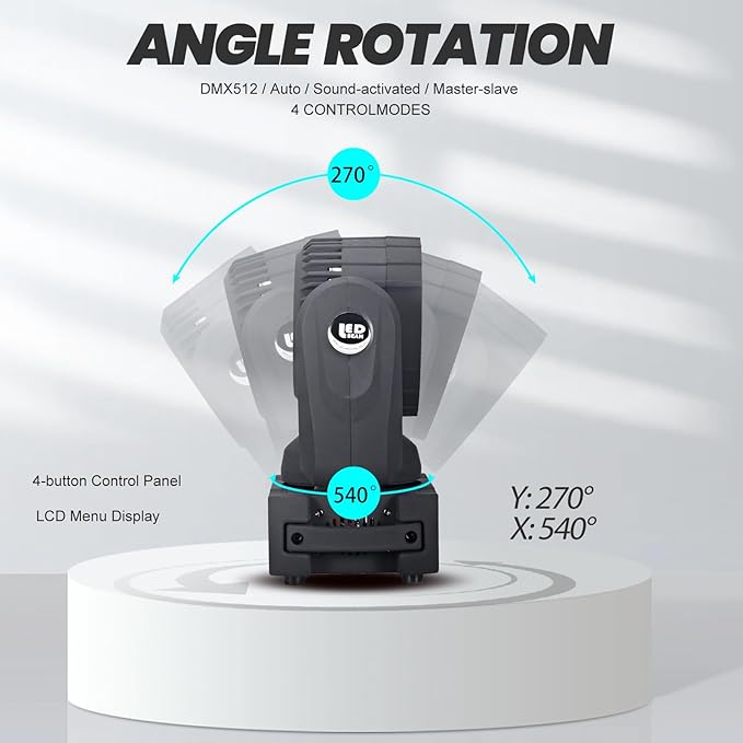 Moving Head Light Beam Wash 12x12W LED Stage Lighting RGBW 4in1 Professional DMX 512 Strobe Effect Sound Activated DJ Lights for DJ Night Clubs Disco KTV Bar Show (1 Pack)