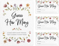 Guess How Many Shower Game, 50 Cards + Sign, Wildflower in Bloom | Baby Shower Games for Girl, Bridal Shower Activity, Candy Jar Kisses, Floral Garden Party Decor, Made in USA by Printed Party