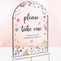 Wedding Sign Decor, Please Take One Sign, 5x7 Inch Arch Acrylic, Wedding Sign for Reception & Event, Bridal Shower Decorations, Wedding Table Sign Accessories for Anniversary And Party (Flower)
