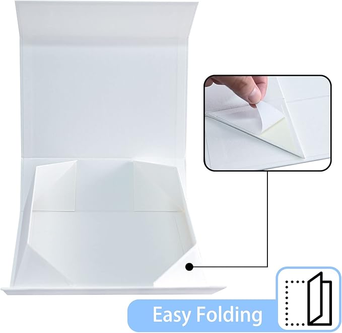 LIFELUM White Gift Box 13.85 x 8.35 x 4.45 inch Wedding Gifts Box for Bridesmaid Proposal Gifts for Gifts with Card, Ribbon, Shredded Paper Filler Gift Packaging (1 Pcs)