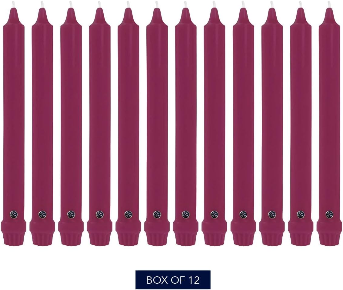 Colonial Candle Classic Tapers, 8-Inch, Mulberry - Pack of 12