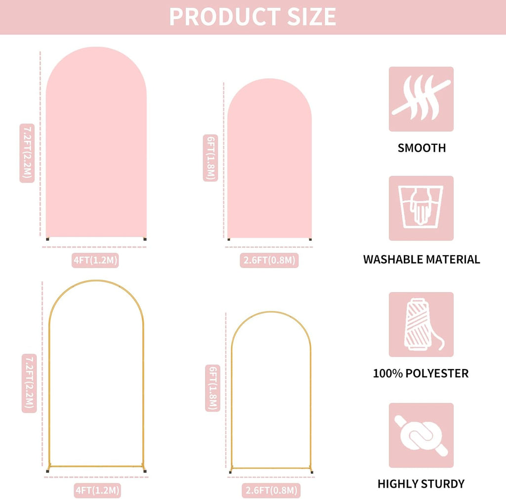metal arch backdrop stand and pink cover set, close-up detail