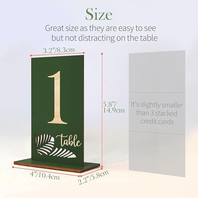 Wooden Table Numbers 1-25,3.2x5.8 Inch Double Sided Rustic Olive Green Wedding Table Number Signs with Wooden Base,Wedding Centerpieces for Banquet Restaurant Party Decor(Olive Green, 1-25)