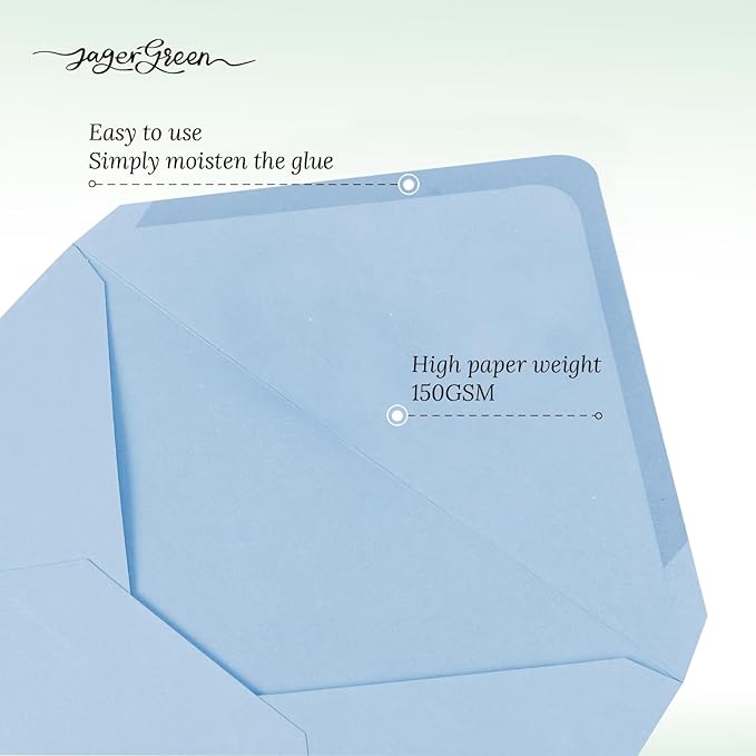 50 Pack 4x6 Envelopes Letter Size, Blue A4 Envelopes Self Seal for Wedding Invitation, Envelope 4.3x6.3 for Greeting Cards, Photos, Baby Shower, Graduation, Thank You Cards, Announcements