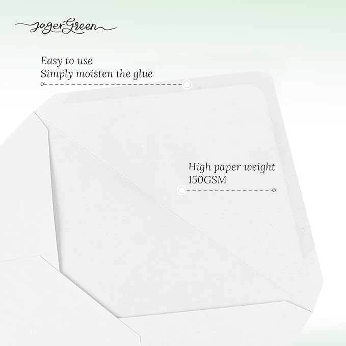 50 Pack 5x7 Envelopes Letter Size, White A7 Envelopes Self Seal for Wedding Invitation, Envelope 5.4x7.6 for Greeting Cards, Photos, Baby Shower, Graduation, Thank You Cards, Announcements