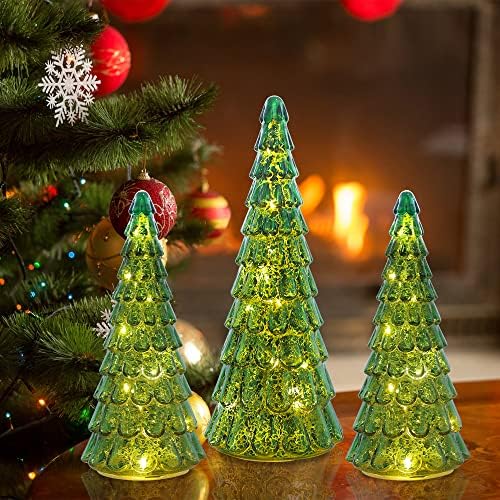 phitric christmas decorations indoor, 3 pcs sparkling glass showing dimensions