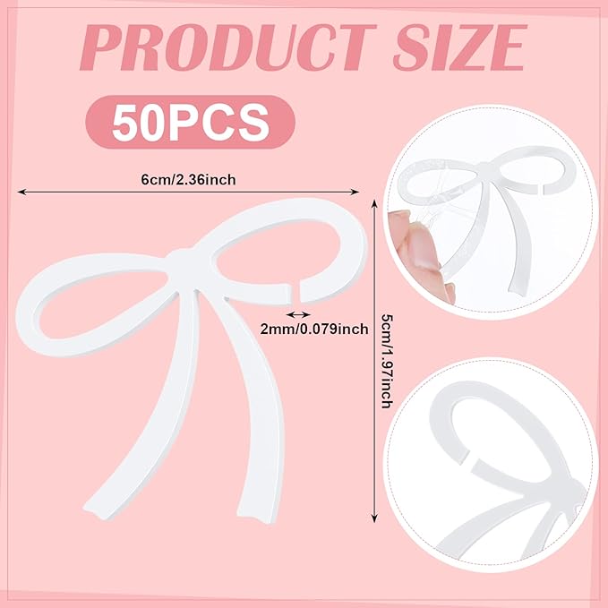 50 Pcs Bows Drink Tags Coquette Bow Wine Glass Charms Acrylic Bowknot Drink Tag for Bachelorette Birthday Wedding Coquette Tasting Party Decor Accessory(White)