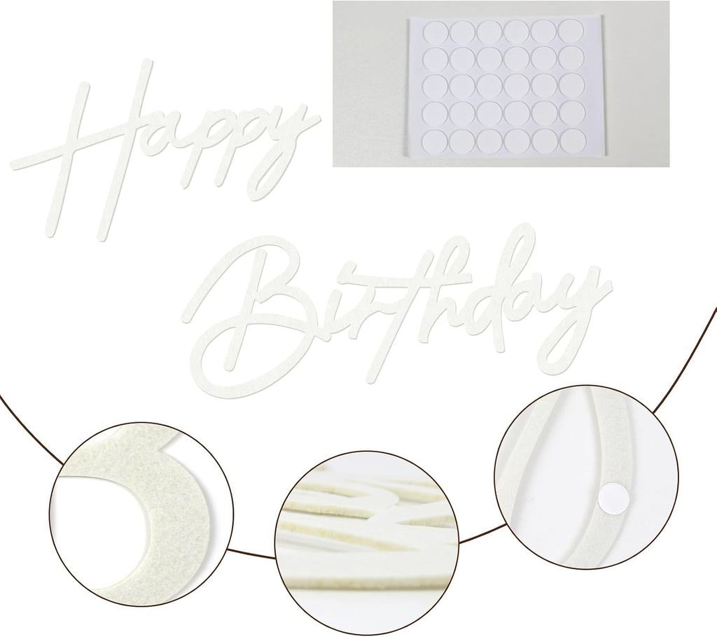 Happy Birthday Sign for Backdrop - Felt Happy Birthday Sign for Balloon Arch Birthday Party Balloon Arch Backdrop Decorations for Birthday Party Baby Shower - White
