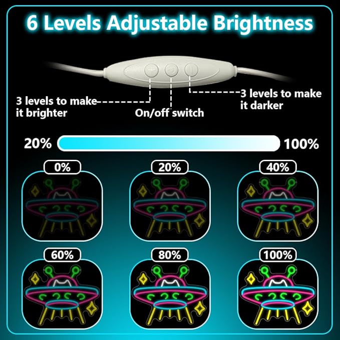 UFO Neon Sign,Cat Dimmable LED Light Signs for Wall Art Decor,Space Backdrop for Game Room Bedroom Club Party Man Cave,Gift for Boys Teen Men USB Powered（15"*12.1"）