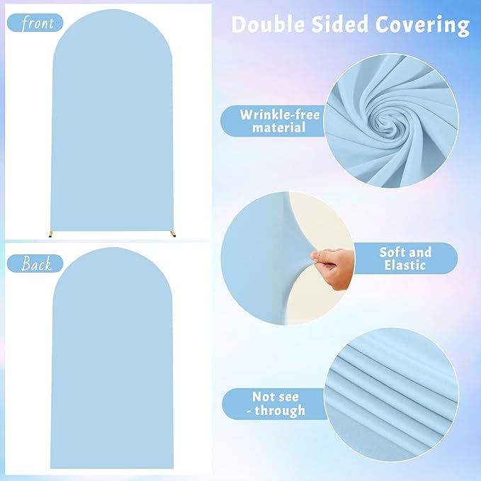 6FT Blue Arch Backdrop Cover - Polyester Fitted Wedding Arch Stand Covers Round Top Chiara Arch Backdrop Cover for Birthday Party Banquet Photo Background Decoration