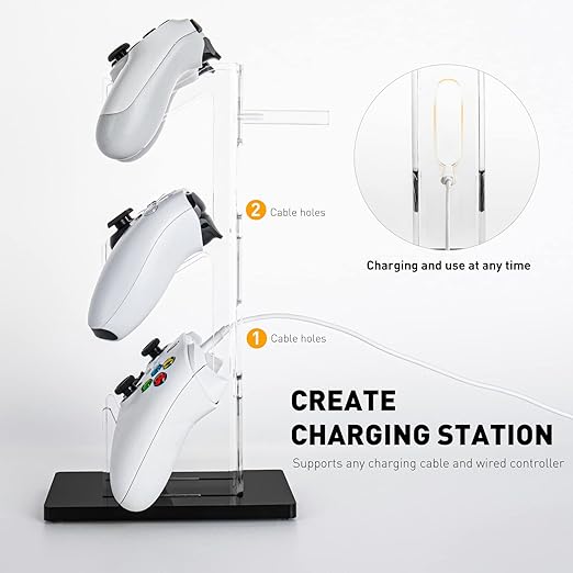 OAPRIRE Universal 3 Tier Controller Holder and Headset Stand for PS4 PS5 XBOX ONE SWITCH, Controller Stand Gaming Accessories, Build Your Game Fortresses (Black)