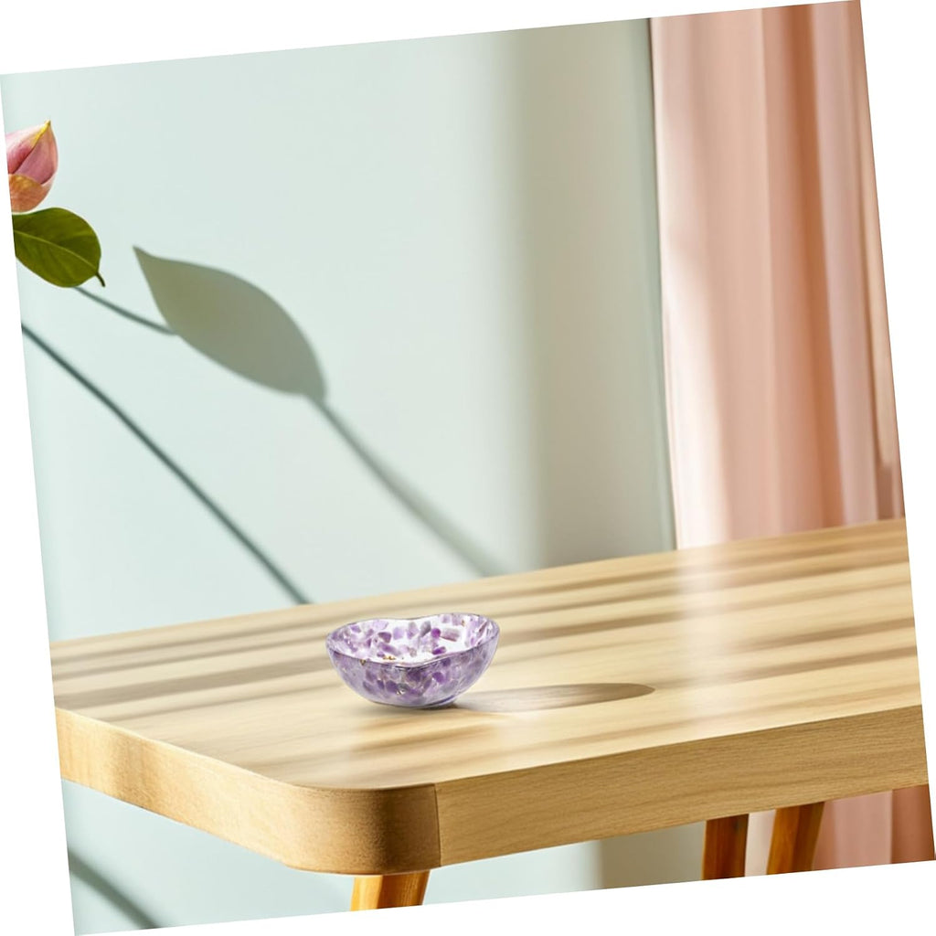 Happyyami Heart Shaped Resin Candle Holder Unique Decorative Bowl for Living Room Bedroom and Office Natural Crystal Gravel Craft for Enhanced Aesthetic and Relaxing Atmosphere