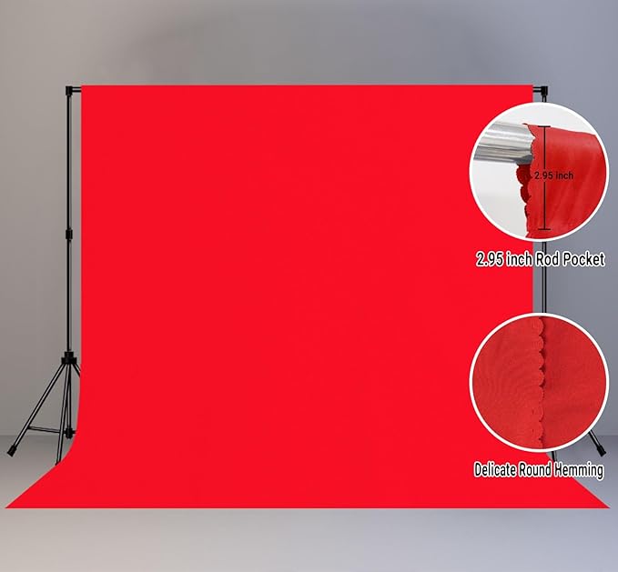 10x10FT Red Screen Backdrop for Photography Red Photo Booth Backdrop Photoshoot Recording Parties Curtain