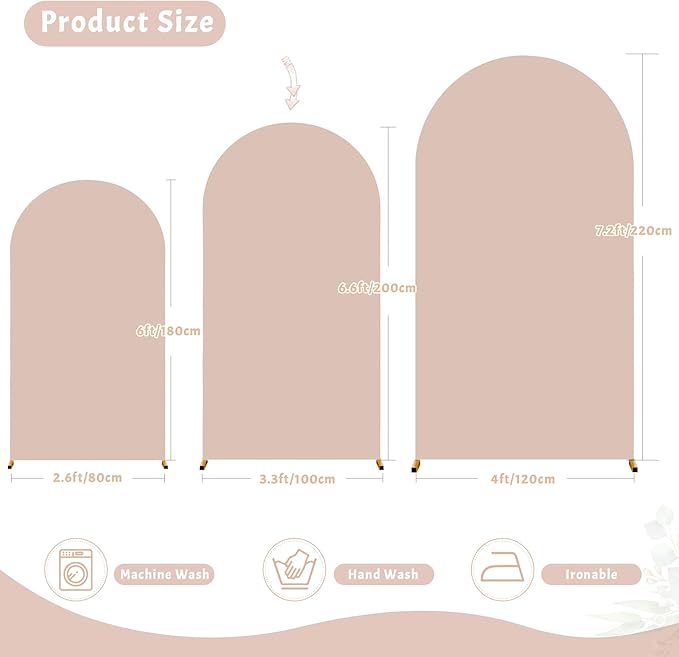 6.6FT Nude Arch Backdrop Cover - Polyester Fitted Wedding Arch Stand Covers Round Top Chiara Arch Backdrop Cover for Birthday Party Banquet Photo Background Decoration