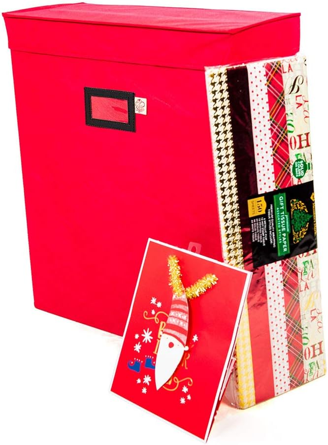 gift bags with tissue paper storage box, zippered shown in use