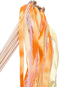 30pcs Lace Ribbon Stick Wands Christmas Birthday Party Streamers Wands Fairy Stick for Wedding Activities (Orange+Lace)