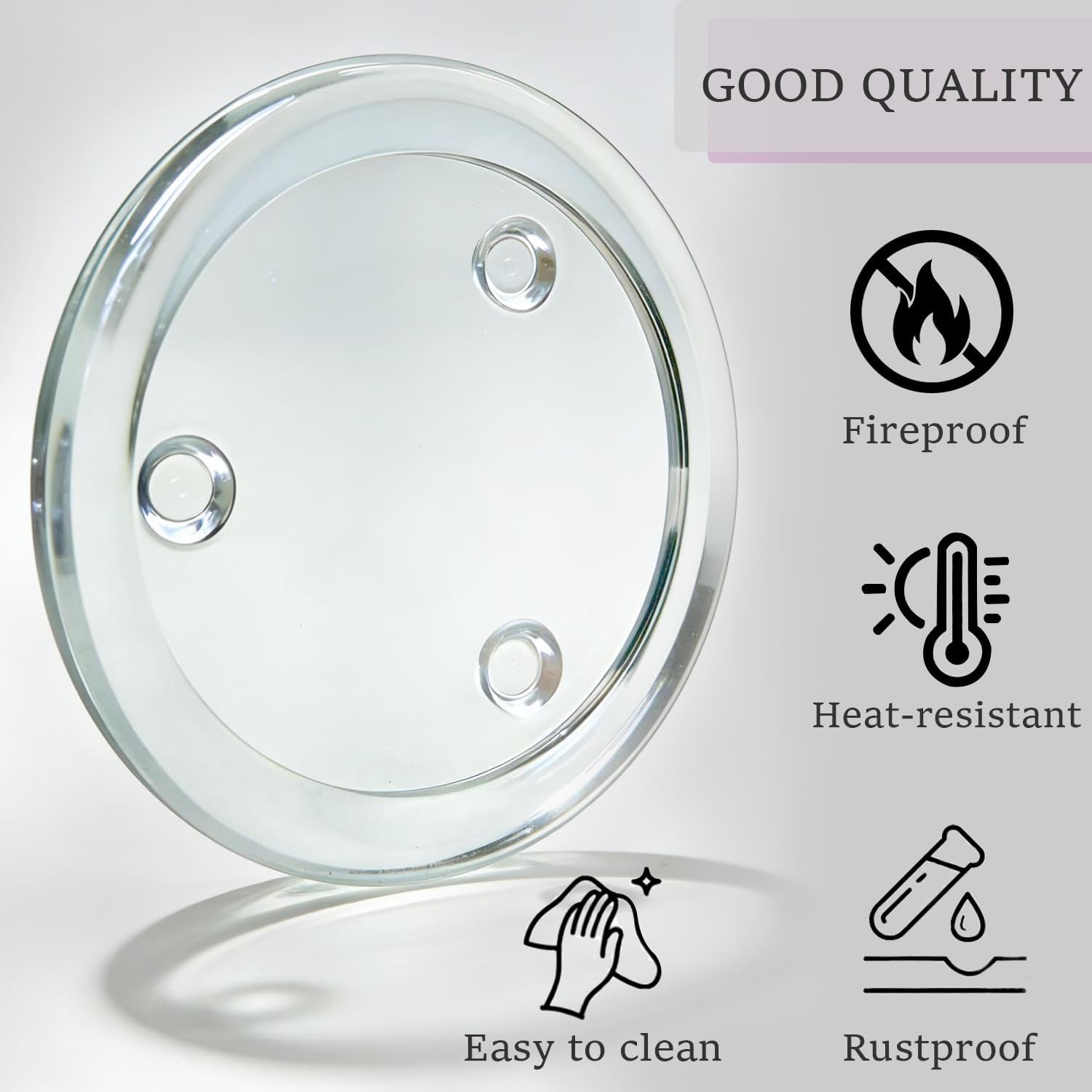 Clear Glass Candle Holder， 3" Glass Coaster Holder ，Small Round Candle Plate for Pillar Candle（3 Pack）