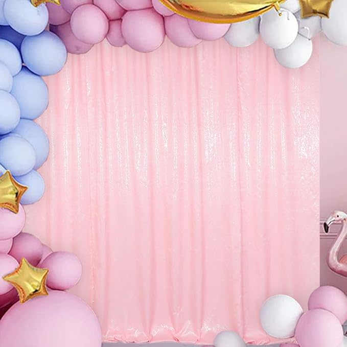 ShinyBeauty Pink Sequin Photo Backdrop 4FTx8FT - Glitter Fabric Wedding Photography Background, Shimmer Birthday Party Decor, Curtain Drapes for Events, Stage, Studio