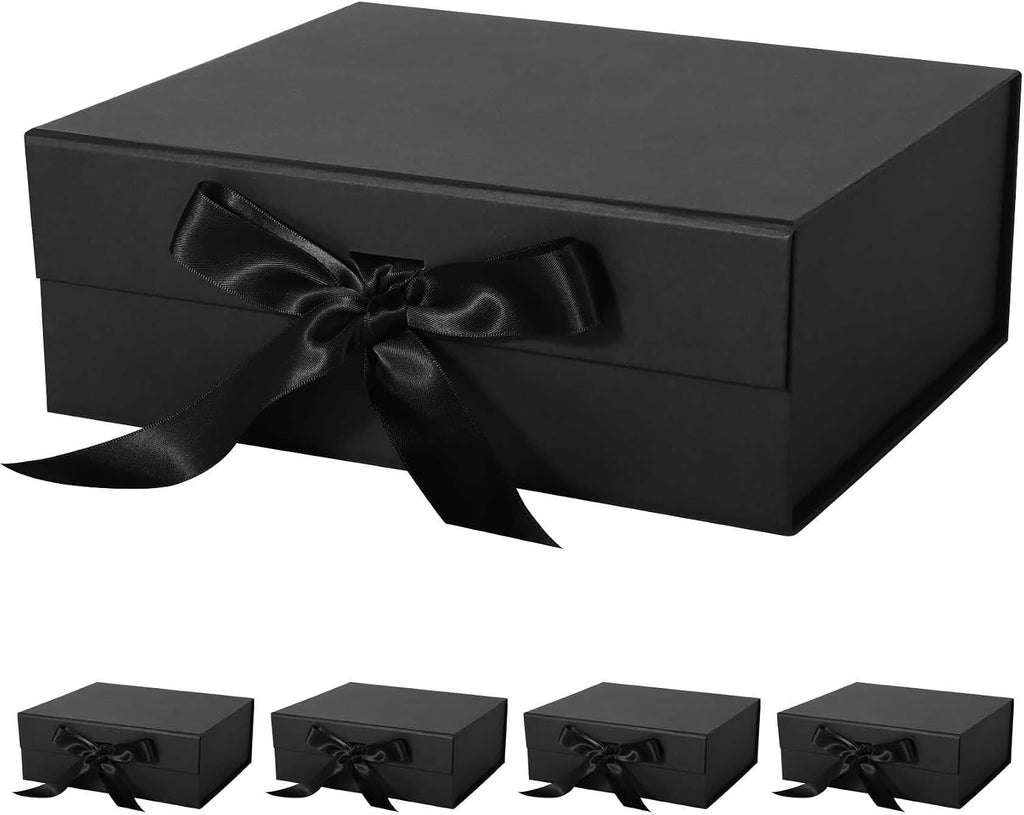 lfbox black gift box with ribbon magnetic lids, main product view