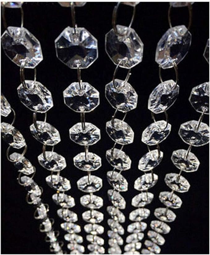 WAZHRMGHG Clear Acrylic Crystal Garland Strands Hanging Chandelier Bead Chain Ornament String Decorations for Chandelier Christmas Tree Wedding Party Celebration (33FT(10M))