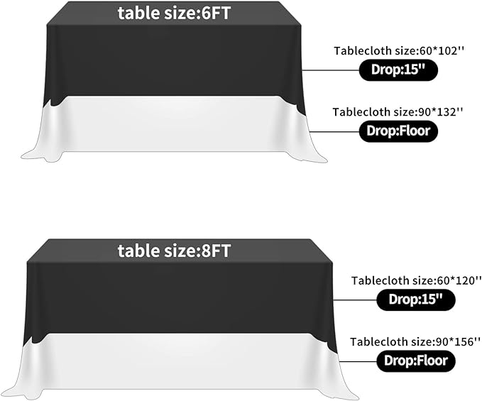 Rectangle Tablecloth 90x156 inch Washable Polyester Fabric Table Cloth for Wedding Party Dining Banquet Decoration（90x156, Black）