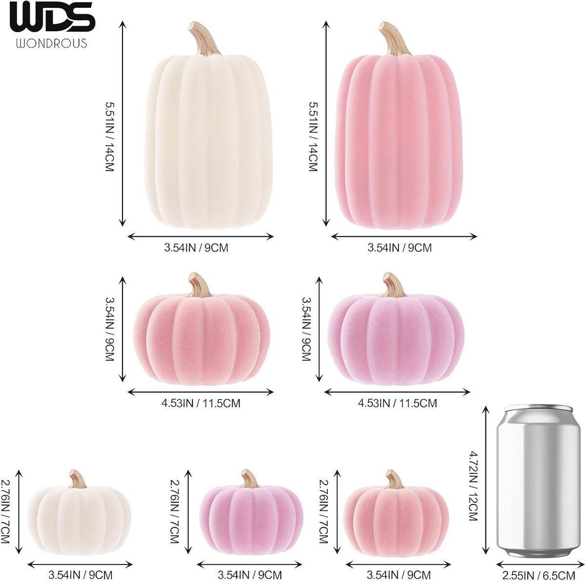 WDS WONDROUS Pumpkins Fall Decoration Thanksgiving Set for Decorating, 7PCS