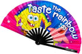 Kandies World UV Reactive Custom Festival Folding Hand Fan - Unique Designs, Made of Bamboo, Clacking Sound, Lightweight - Perfect Rave and Festival Accessory!