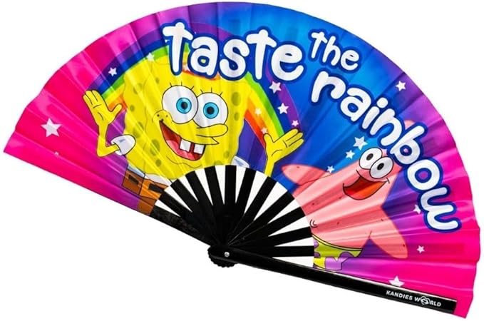 Kandies World UV Reactive Custom Festival Folding Hand Fan - Unique Designs, Made of Bamboo, Clacking Sound, Lightweight - Perfect Rave and Festival Accessory!