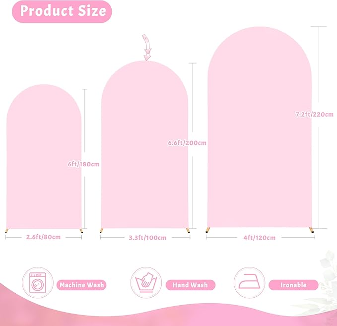 6FT Pink Arch Backdrop Cover - Polyester Fitted Wedding Arch Stand Covers Round Top Chiara Arch Backdrop Cover for Birthday Party Banquet Photo Background Decoration