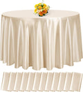 12 Pack 120 Inch Champagne Satin Tablecloth - Premium Bright Silky Round Tablecloth Overlay Smooth Fabric Table Cover, Table Decoration for Wedding Party Banquet Events Restaurant Kitchen Dining
