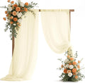 VOK Wedding Arch Draping Fabric Chiffon Fabric, 29in x 18Ft 2 Panels Sheer Chiffon Outdoor Curtain for Wedding Ceremony Birthday Party Decoration (Light Yellow,2 Panel)