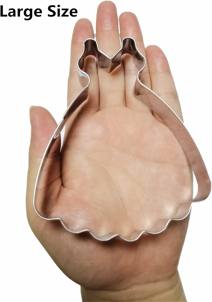 Large Size Dress Shaped Cookie Cutter, Stainless Steel Suspenders Princess Dress Wedding Dress Cookie Cutter, 4.4 Inches