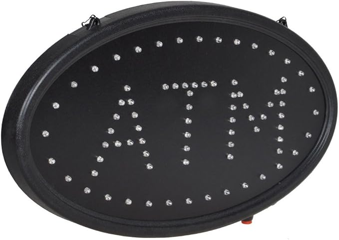 Boshen Led ATM Signs Decor for Bank Business Mart Shop Store Bar Cafe Now Open Sign Display On/Off Switch + Chain (19" Lx 10"W(Oval"ATM"))