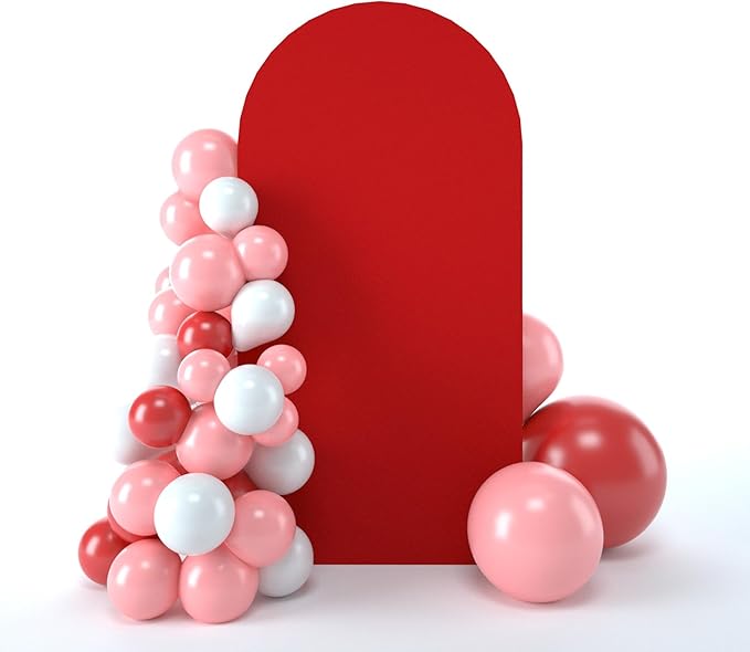 bricia Wedding Arch Backdrop Stand Cover, 7.2FT Double Sided Stretchy Arch Cover Fitted Wedding Birthday Party Banquet Decoration (Red 86.4''Lx48''W)