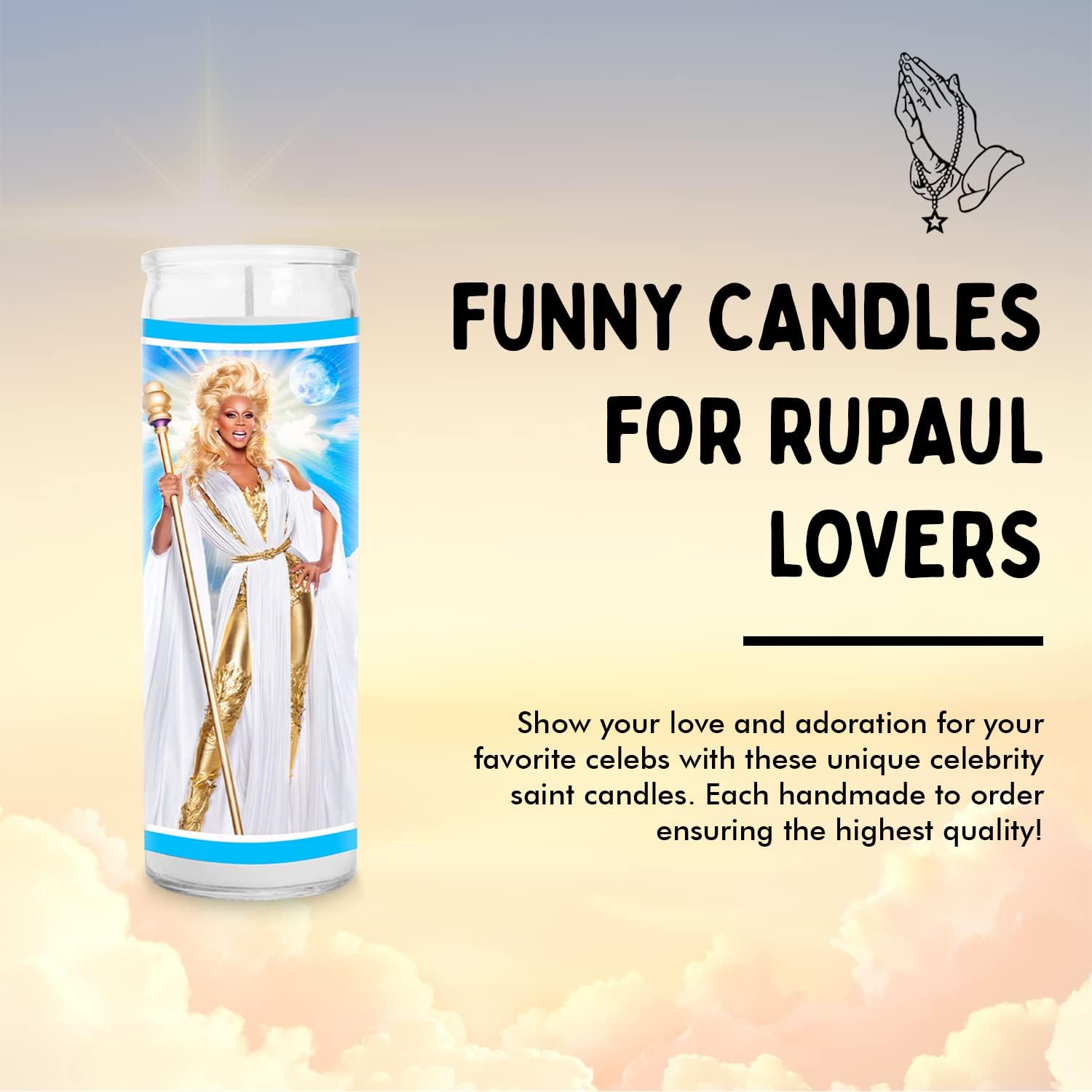 Drag Queen Celebrity Glass Jar Candle – Unscented Handmade Soy Wax Votive Candle – Unique Gift for Pop Culture Fans & Art Lovers – Home Decor Collectible for Living Room & Office – 8 Inch