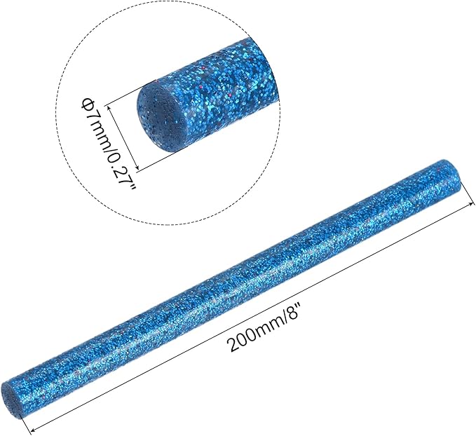 uxcell 20pcs Hot Glue Sticks for Glue Gun 7mm/0.27-inch x 8-inch Mini Hot Melt Adhesive Glue Stick Glitter Bright Blue