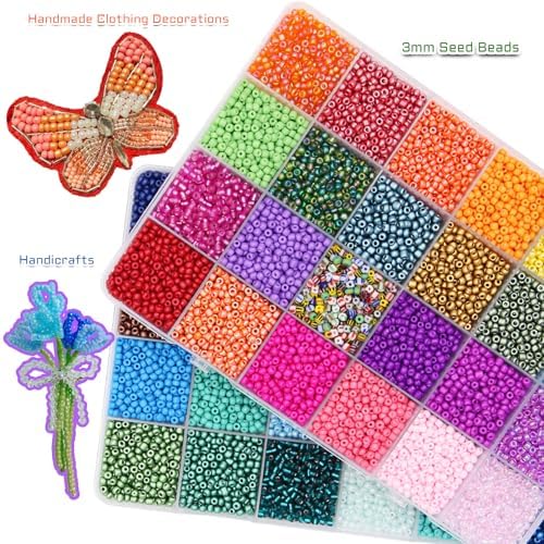 eutenghao 81600pcs glass seed beads craft beads 6/0,8/0,12/0 on a desk or shelf