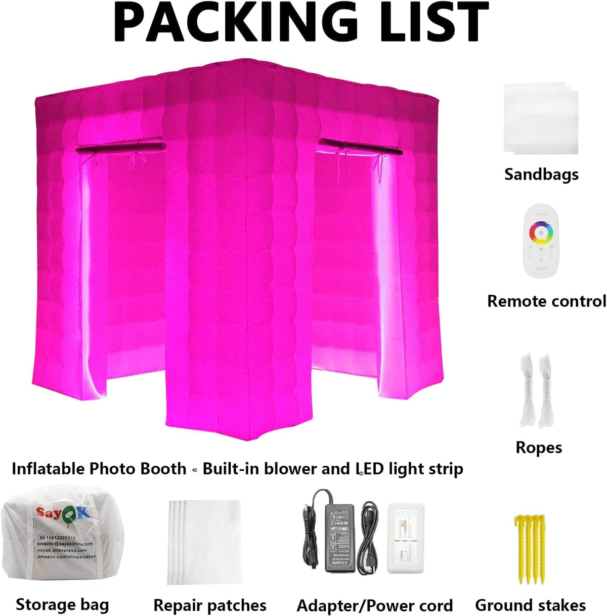 SAYOK Inflatable Photo Booth Enclosure Inflatable Booth 360 Photo Booth Backd...