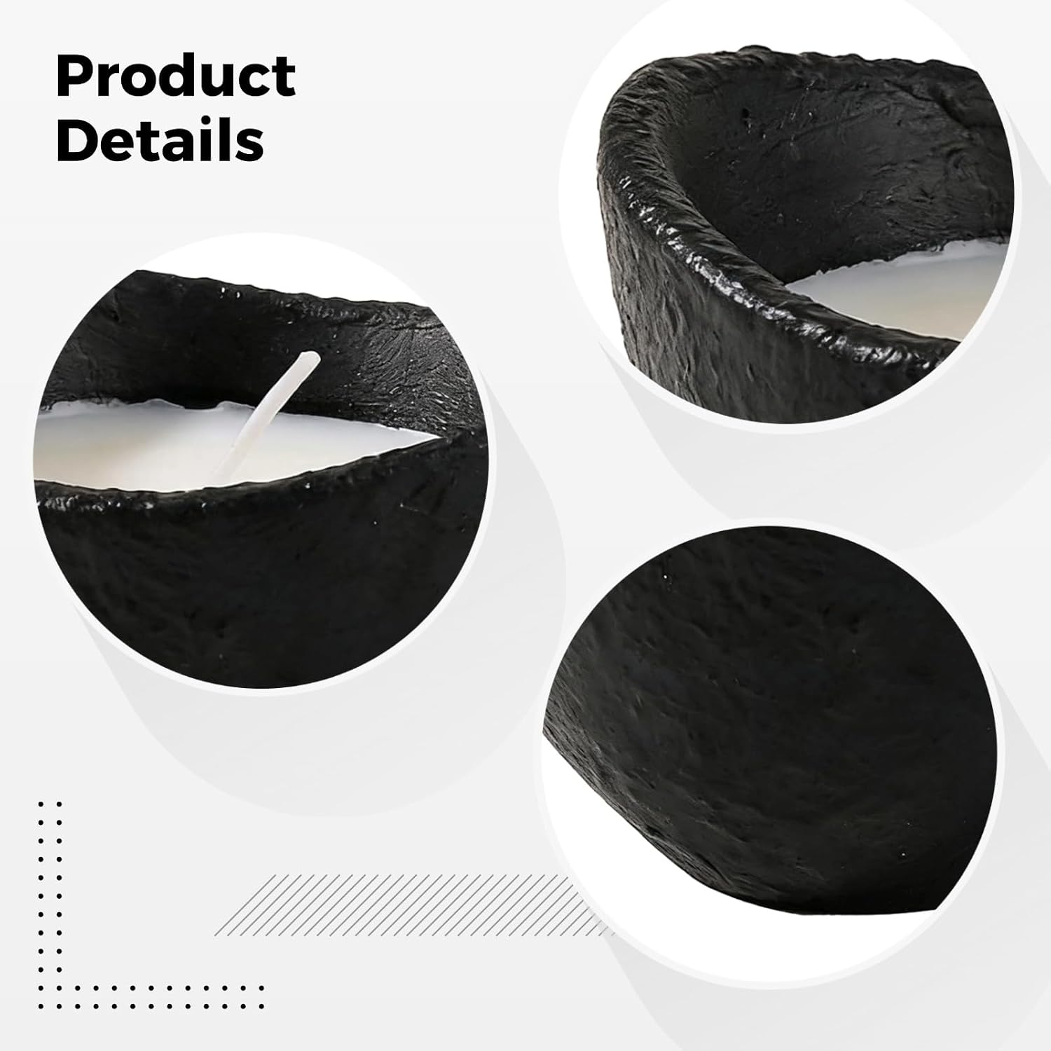 2 Pcs Ceramic Candle Container, Black & White Ingot-Shaped Farmhouse Style, 4 x 2.6 in / 10.2 x 6.5 cm Rustic Bowl Shape Candle Holder, DIY Candle/Aroma Diffuser, Home Decor