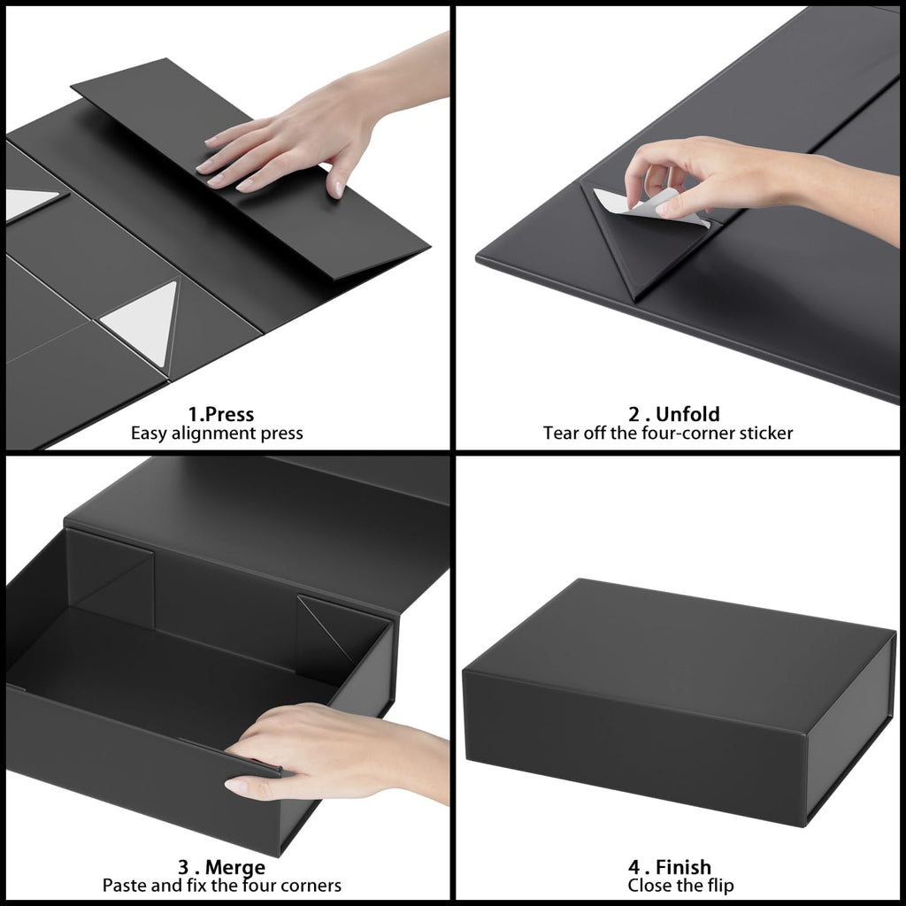 Black Gift Box 11.9" x 8.5" x 3.3" with Magnetic Closure Lid Gifts Boxe for Presents,Bridesmaid Gift Boxes,Cute Box,Birthday Gifts Boxe,Luxury for Gift Packaging, Magnetic Gifts Boxes for Wrapping Gift