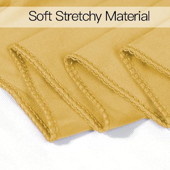 100PCS Spandex Stretch Gold Chair Sashes Bows Universal Elastic Chair Cover Bands Ties with Buckle Slider for Wedding Party Birthday Reception Event Banquet Decoration(Gold)