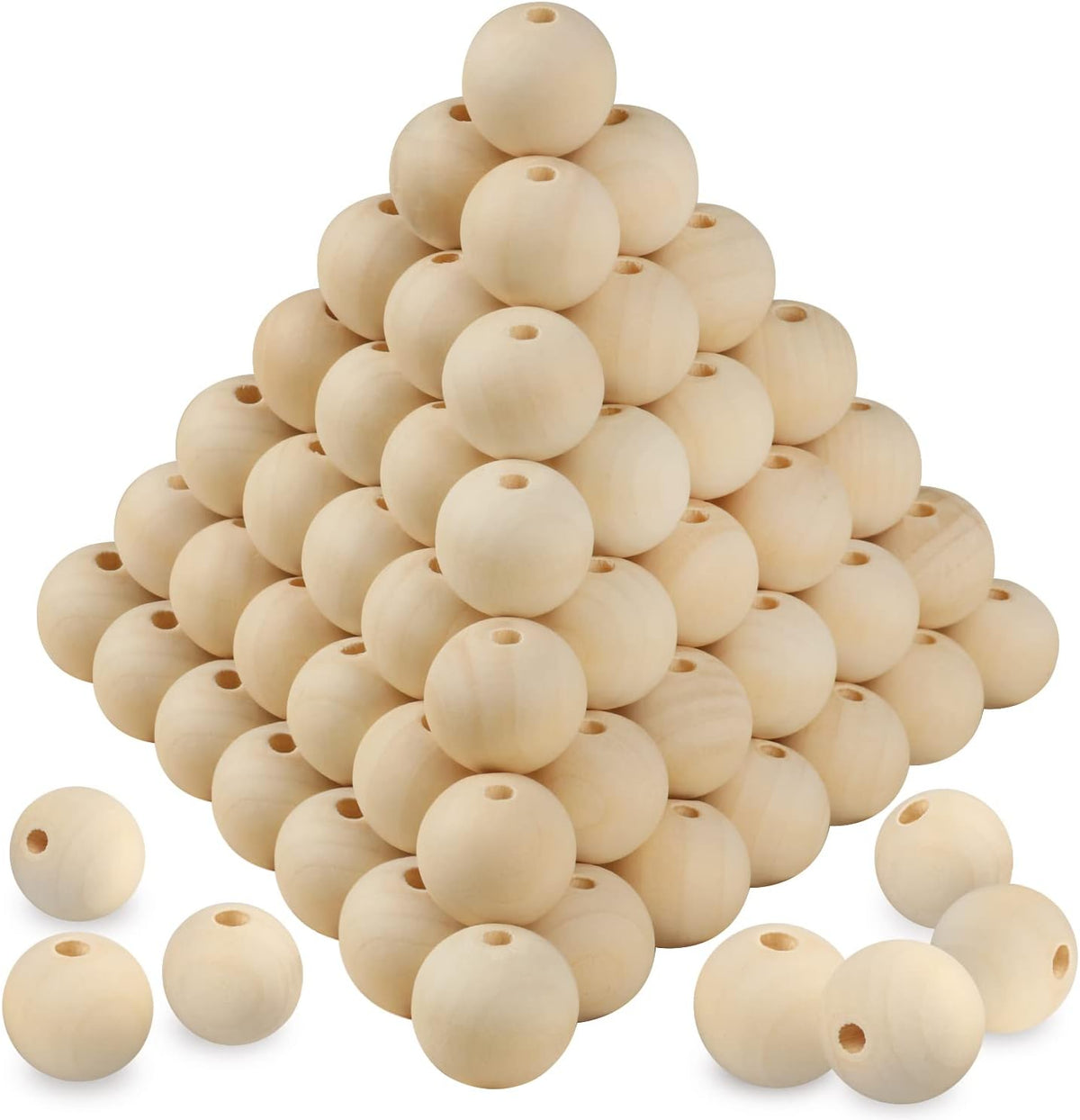 wooden beads, 1 inch diameter, unfinished with hole, main product view