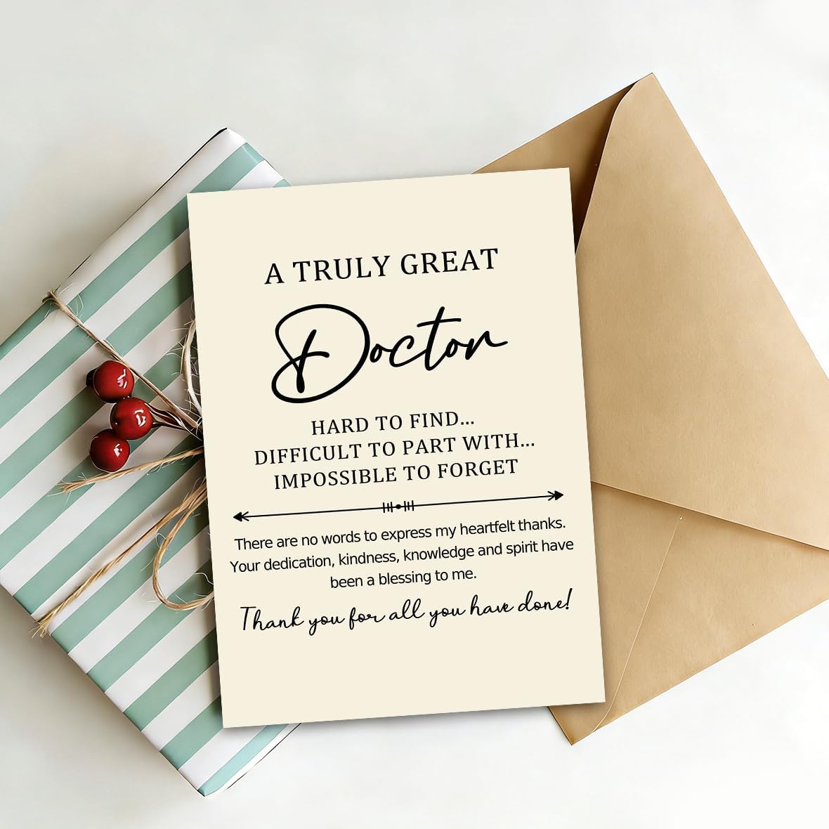 Doctor Thank You Card, Doctor Appreciation Card, Thank You Gift for Doctor with Kraft Envelope and Gold Seal Sticker