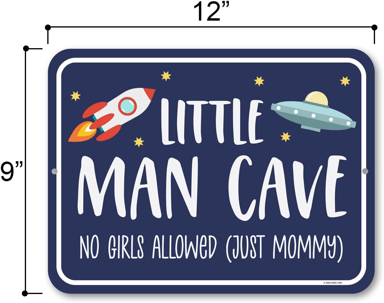Honey Dew Gifts Little Man Cave 'No Girls Allowed, Just Mommy' 9x12 inch Tin Bedroom Sign, Housewarming Gift, Baby Boy Room Decor, Playroom Decor, HDG-1461