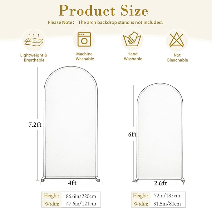 Navy Blue Arch Covers Set of 2, Navy Blue Backdrop Covers 7.2FT 6FT Stretchy Spandex Fitted Arch Stand Cover for Baby Shower, Wedding, Birthday Party Decor with Double-Sided Design