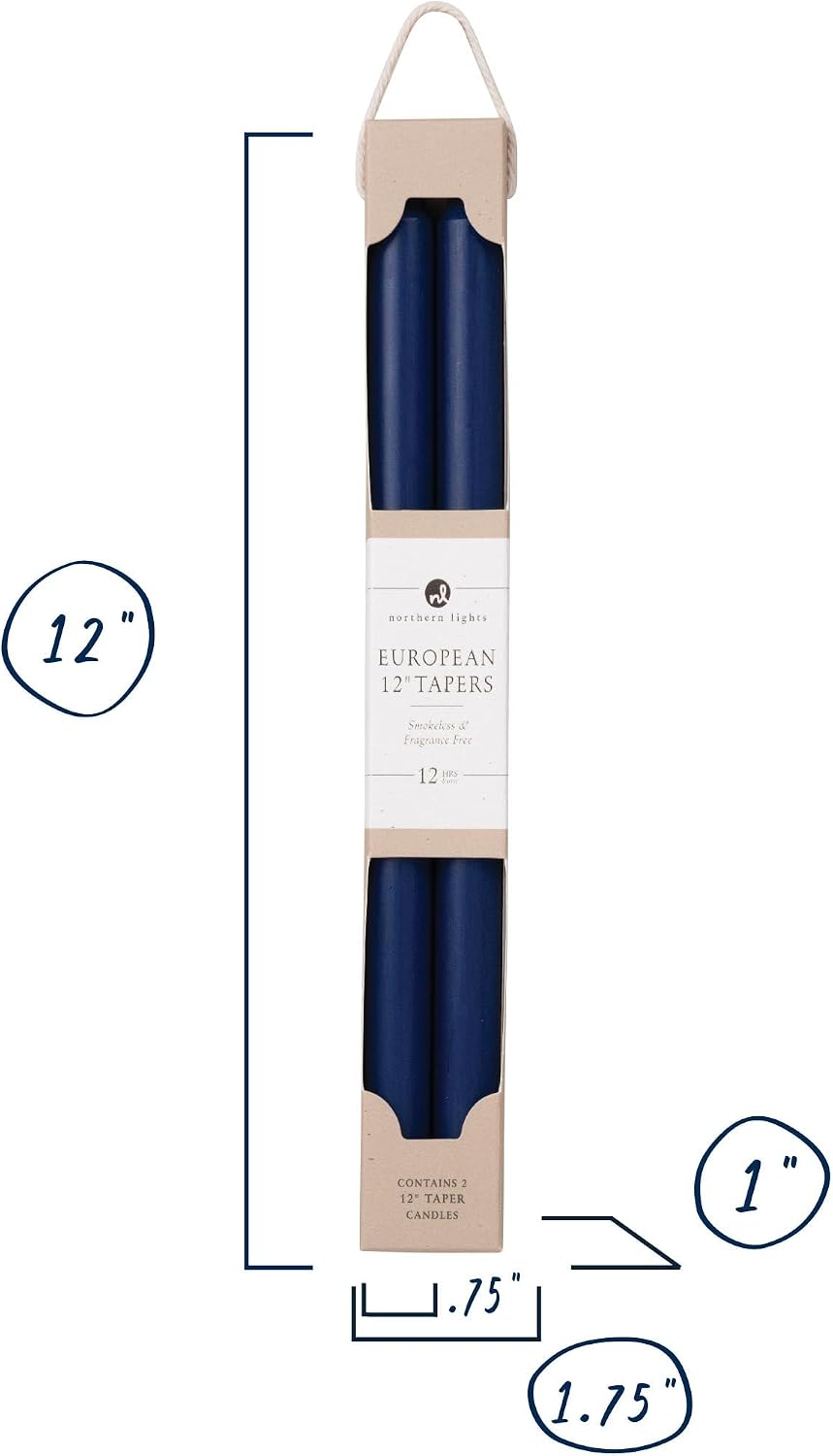 Northern Lights Candles - 12" 2PK Premium Tapers, Midnight Blue - 72860