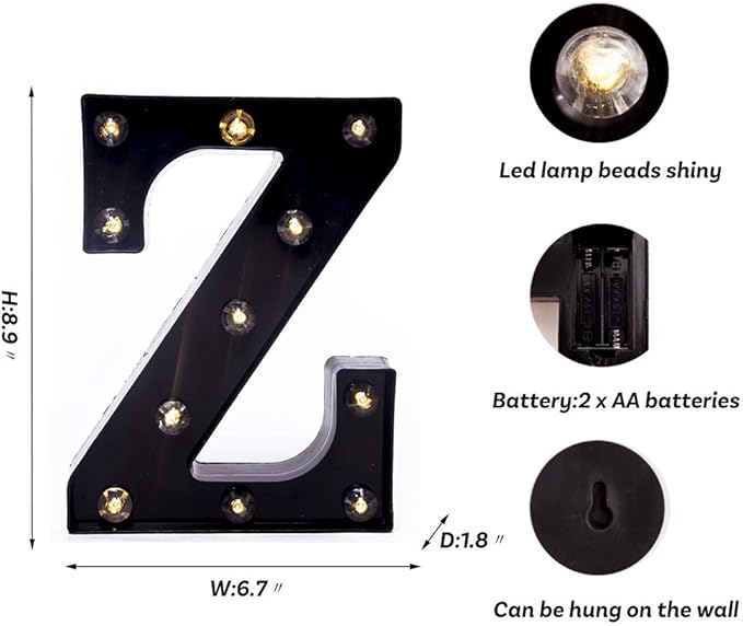 Foaky Black LED Marquee Number Lights Sign Light Up Marquee Number Lights Sign for Night Light Wedding Birthday Party Battery Powered Christmas Lamp Home Bar Decoration