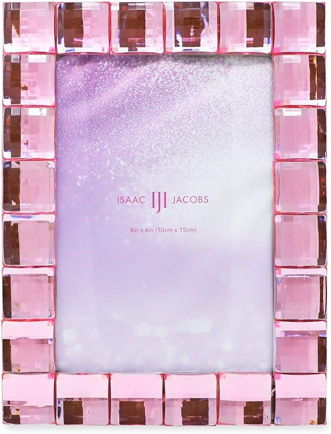 Isaac Jacobs Decorative Sparkling Light Pink Jewel Picture Frame, Photo Display & Home Décor (4x6, Light Pink)